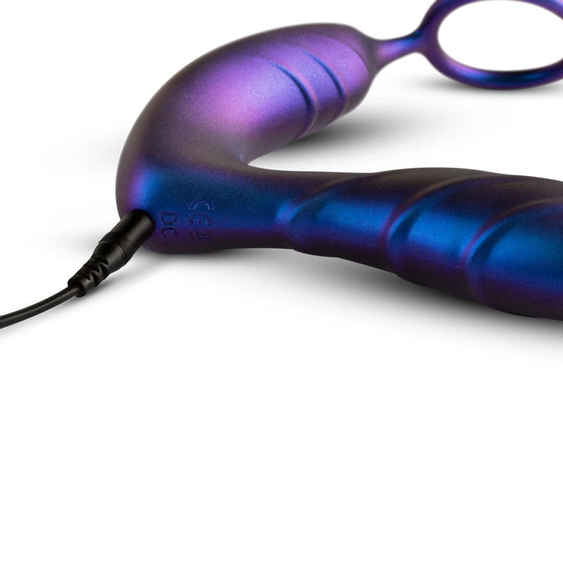 Hueman-Plug anal vibrador con anillo para el pene y mando a distancia - Morado