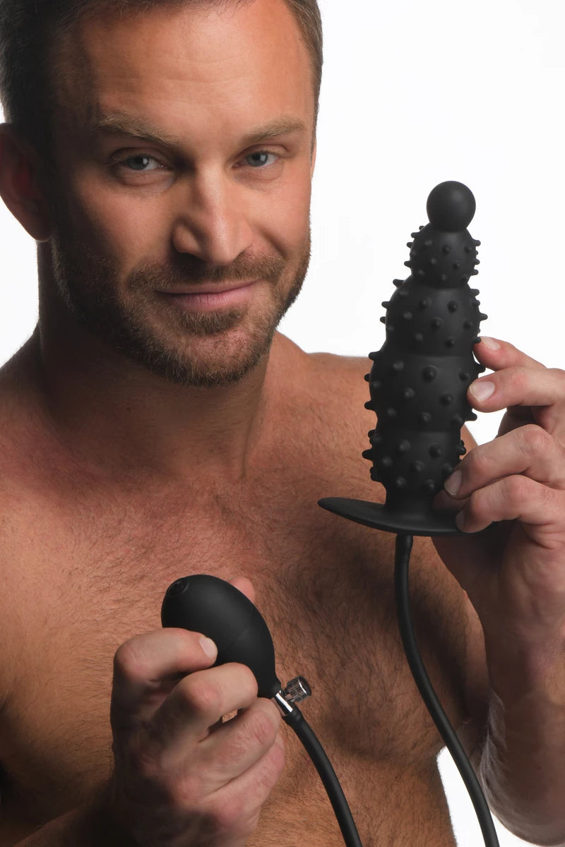 Tapón Anal Inflable Acanalado-Negro