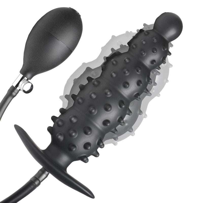 Tapón Anal Inflable Acanalado-Negro