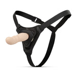 EasyToys-Consolador con correa y arnés-Negro / Beige