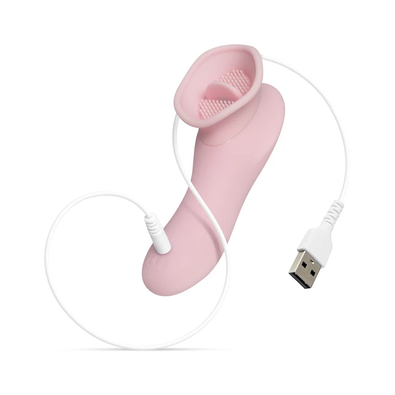 Teteras-vibrador clitoriano con lengua-Rosa