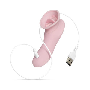Teteras-vibrador clitoriano con lengua-Rosa