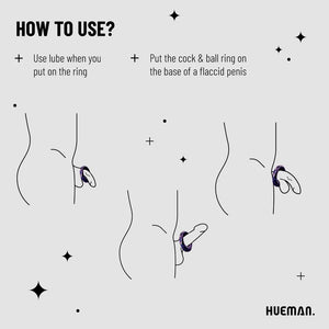 Hueman-Anillo vibrador para pene y testículos-Azul