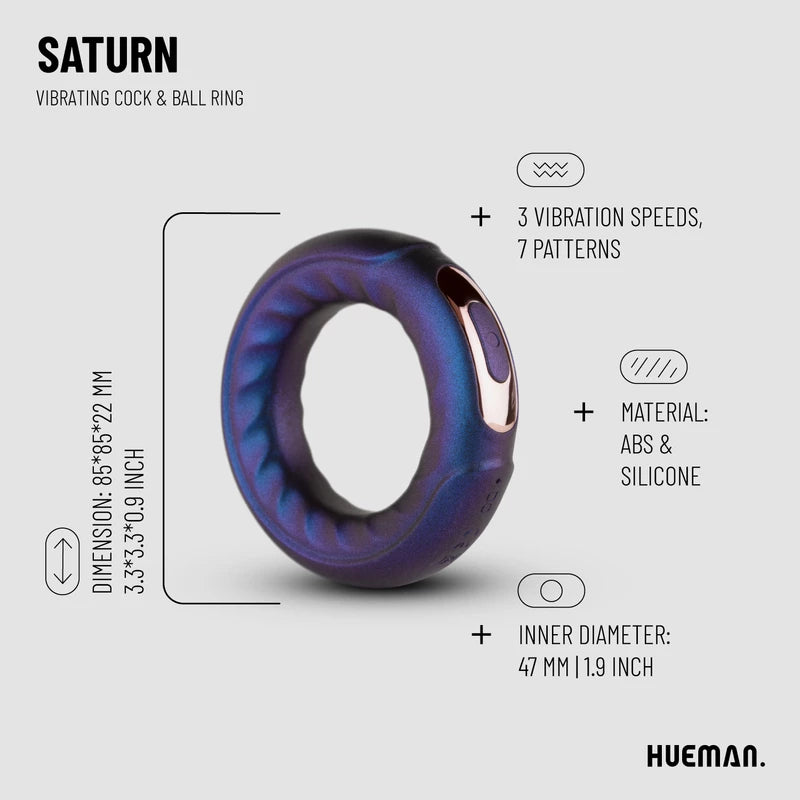 Hueman-Anillo vibrador para pene y testículos-Azul