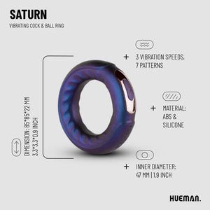 Hueman-Anillo vibrador para pene y testículos-Azul