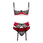 Conjunto de sujetador de 3 piezas Gush-Rojo